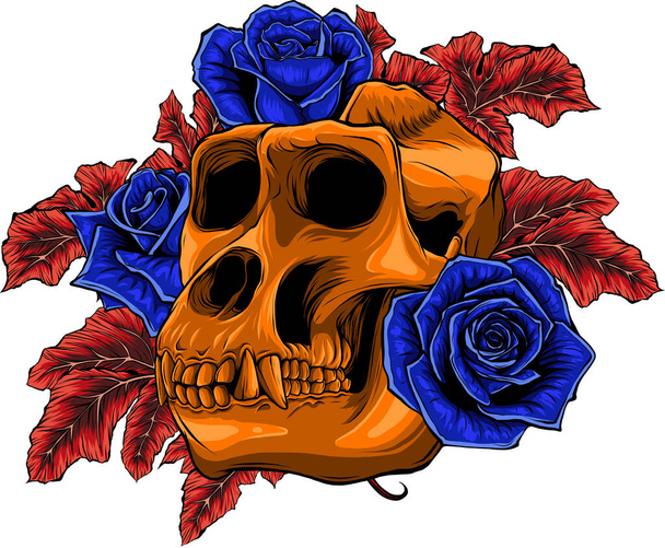 dessin coloré du crâne de singe vecteur - Vecteur, image