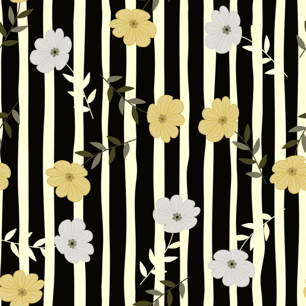 Eenvoudig gestileerde bloem naadloos patroon. Decoratieve naïeve botanische achtergrond. Voor stof ontwerp, textiel print, inpakpapier, omslag. Vectorillustratie - Vector, afbeelding