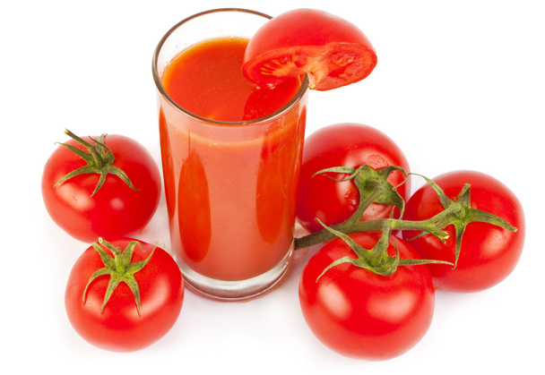 Tomatoes juice and group of tomatoes - Fotó, kép