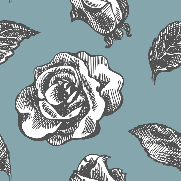 Seamless vintage pattern with roses - Vettoriali, immagini