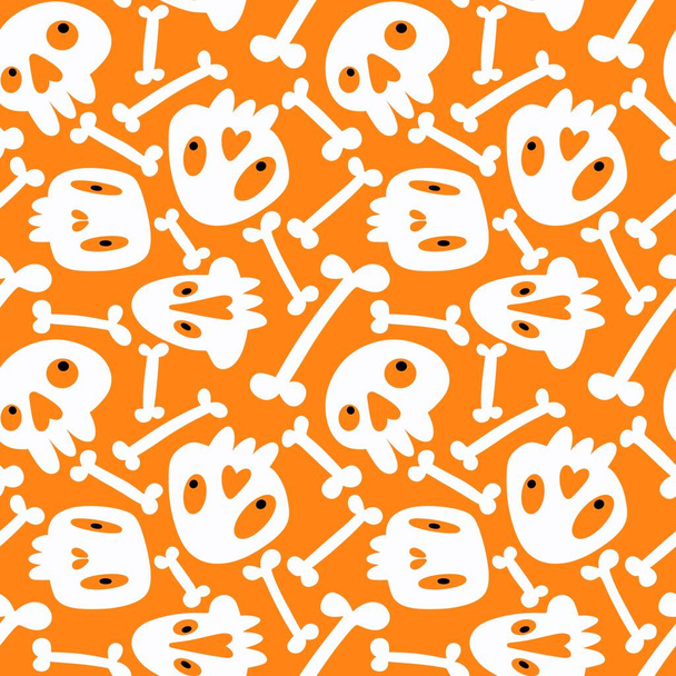 'Cartoon Halloween seamless skulls pattern for wrapping paper and linens and fabrics and kids clothes print and festive accessories and party packaging. High quality photo - Fotó, kép