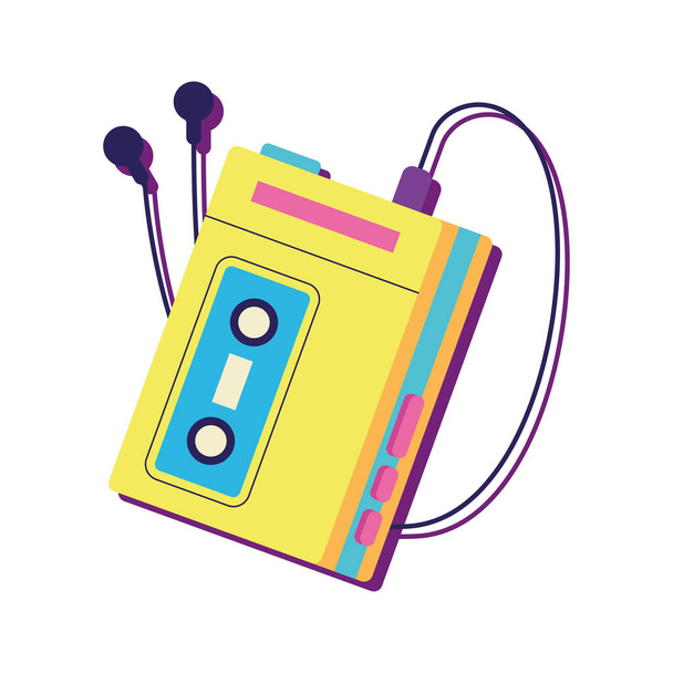 Isolated colored cassette player Nostalgic retro icon Vector illustration - Vetor, Imagem