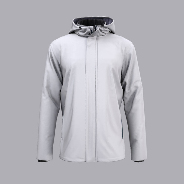White Jacket Isolated Mock Up on grey background - Photo, Image