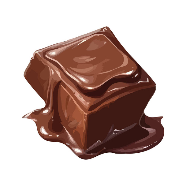 Sweet food shapes in gourmet chocolate over white - Vector, Imagen