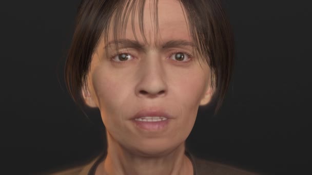 surprised and amazed woman exclaiming wow or what? mouth open reaction sixty-year-old businesswoman 3d illustration - Footage, Video