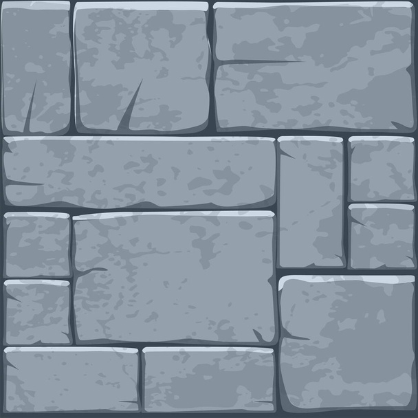 Cartoon pavé de pierre motif sans couture, texture de mur de brique, pavé de roche fissurée. Fond de blocs, ancienne mosaïque, illustration de passerelle. Conception de chaussée en pierre - Vecteur, image