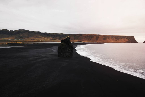View of black sand beach in Iceland - Photo, Image