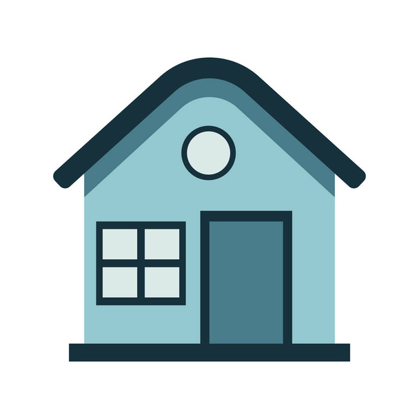 Vektorová ilustrace malého rozkošného domu s tmavě zelenou střechou a značkou soukromého majetku. - Vektor, obrázek