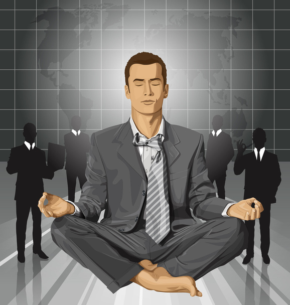 Businessman in Lotus Pose - Vector, Image