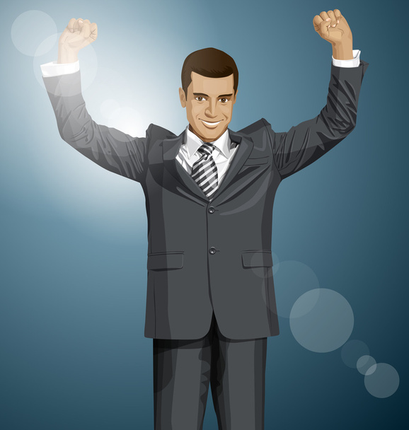 Businessman With Hands Up - Vector, Image