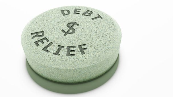 Green dólar signo píldora en blanco - símbolo de alivio financiero. - Foto, imagen