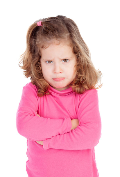 wütendes kleines Mädchen in rosa  - Foto, Bild