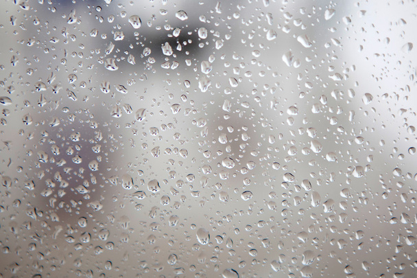 雨の滴でぬれたガラス - 写真・画像