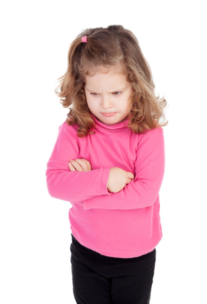 Angry little girl in pink - Fotoğraf, Görsel
