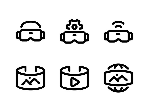 Simple Set of Virtual Reality Related Vector Line Icons. Contains Icons as Vr Glasses, Augmented Reality and more. - Vector, Image