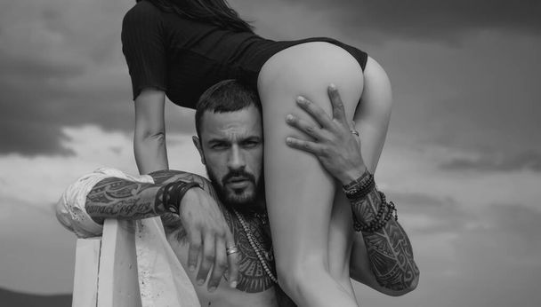 Sexy ass. Beautiful young couple. Passion love couple. Romantic moment. Love and flirt - Photo, Image