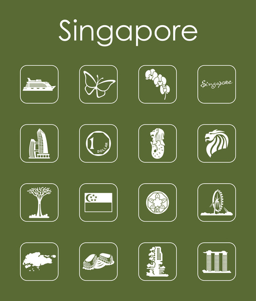 Set van Singapore eenvoudige pictogrammen - Vector, afbeelding