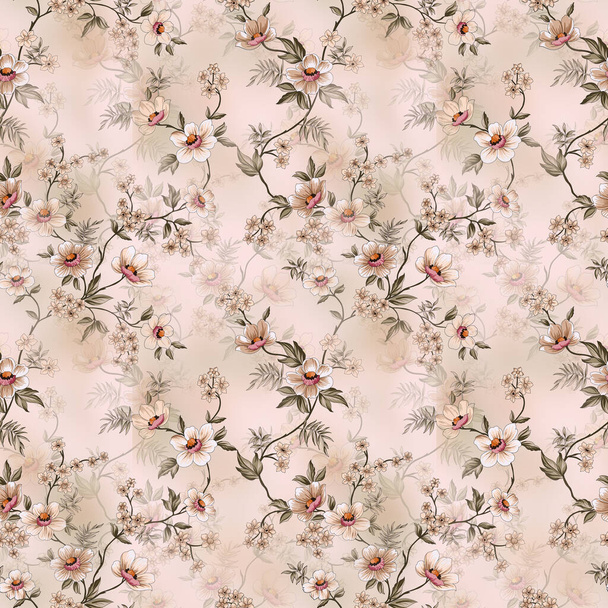 Seamless Digital Floral Flower Print for women clothing, flower wallpaper patterns Kilt digital print, maxi, skirt, gown Textile Design. - Fotografie, Obrázek