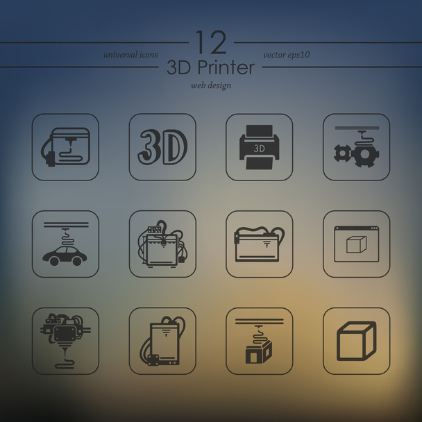 Set of 3d printer icons - Vector, Image