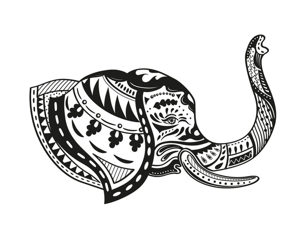 Ethnic ornamented elephant - Διάνυσμα, εικόνα