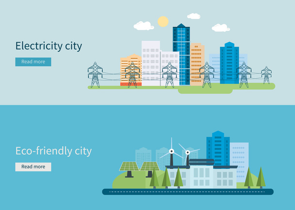 Green energy, Eco friendly city - Vector, afbeelding