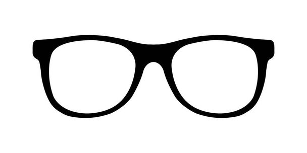 glasses simple black silhouette, optics symbol, simple vector design element - Vector, Image
