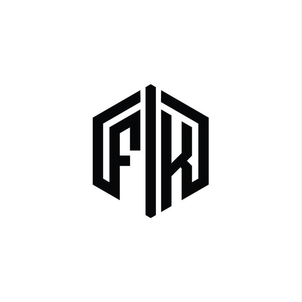 FK Letter Logo monogrammi kuusikulmio muoto yhteyden ääriviivat tyyli suunnittelu malli - Valokuva, kuva