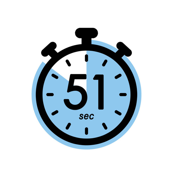 fifty one seconds stopwatch icon, timer symbol, 51 sec waiting time simple vector illustration - Vector, Image