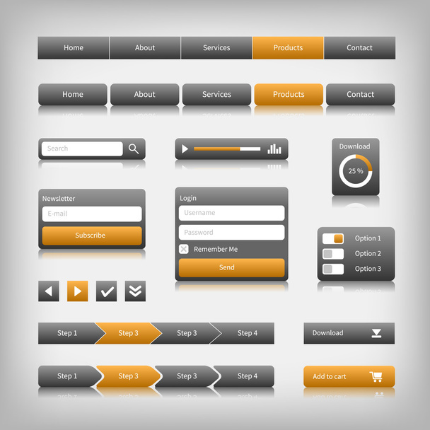 Web design elements with reflection - Vector, Image