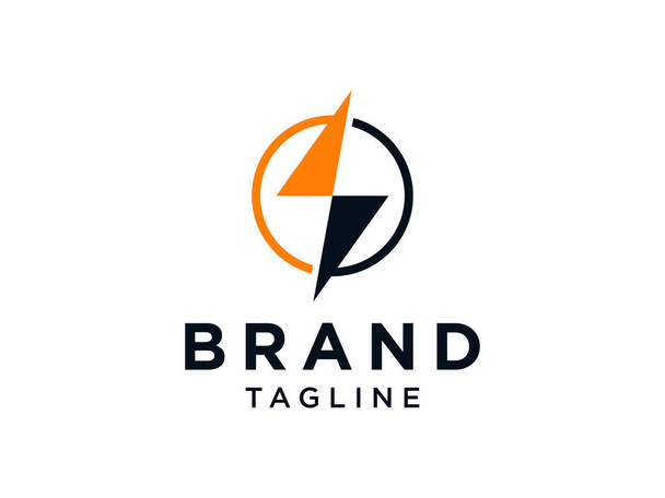 Elektrik Güvenlik Logosu. Linear 'daki Orange Flash Thunderbolt Beyaz Arkaplanda izole edildi. İş, Endüstri ve Teknoloji Kaynakları için kullanılabilir. Düz Vektör Logo Tasarım Şablonu Elemanı - Vektör, Görsel