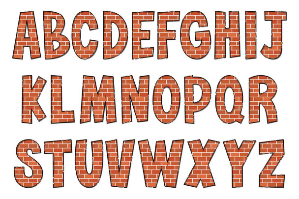 Käsintehtyjä punatiilikirjeitä. Väri Creative Art Typographic suunnittelu - Vektori, kuva