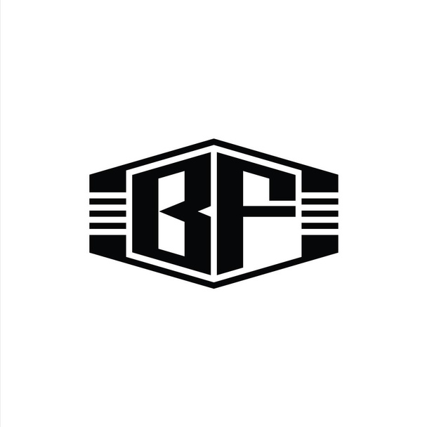 BF betű Logo monogram hatszög embléma alakú csíkok körvonalazott stílus design sablon - Fotó, kép