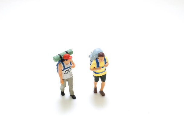 fun of figure with backpack at board - Foto, Imagen