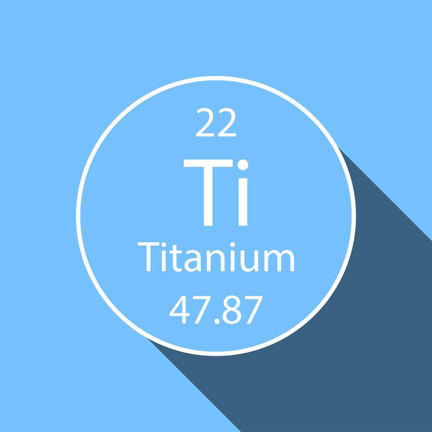 Титановый символ с длинным теневым дизайном. Химический элемент периодической таблицы. Векторная иллюстрация. - Вектор,изображение