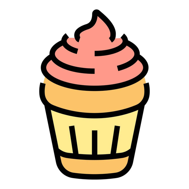 Gelato icon outline vector. Ice cream. Sundae dessert color flat - Vector, imagen