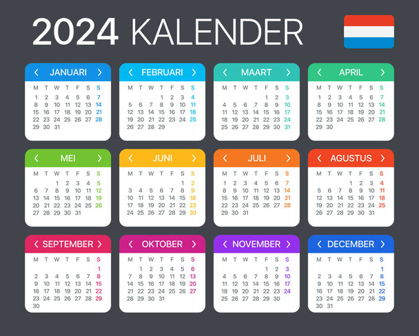 2024 Calendar - vector template graphic illustration - Netherlands version - Vector, Image