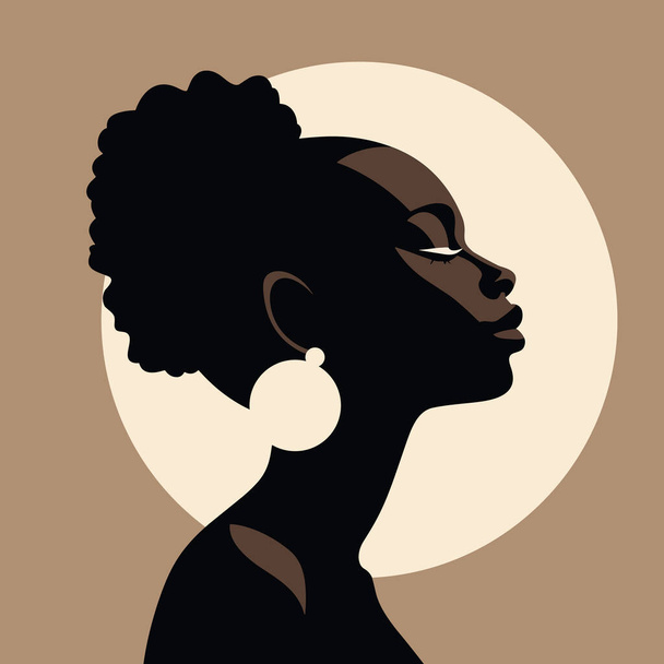  Czarna kobieta współczesna ikona awatara. Projekt afrykańskiej kobiety. Streszczenie współczesnego plakatu. Projektowanie ścienne. Zasoby wektora - Wektor, obraz