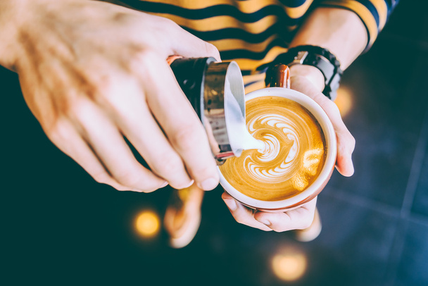 Latte art kávéscsésze - Fotó, kép