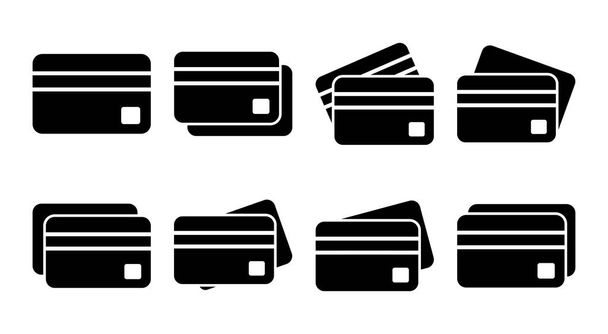 Hitelkártya ikon készlet illusztráció. Hitelkártya-fizetési jel és szimbólum - Vektor, kép