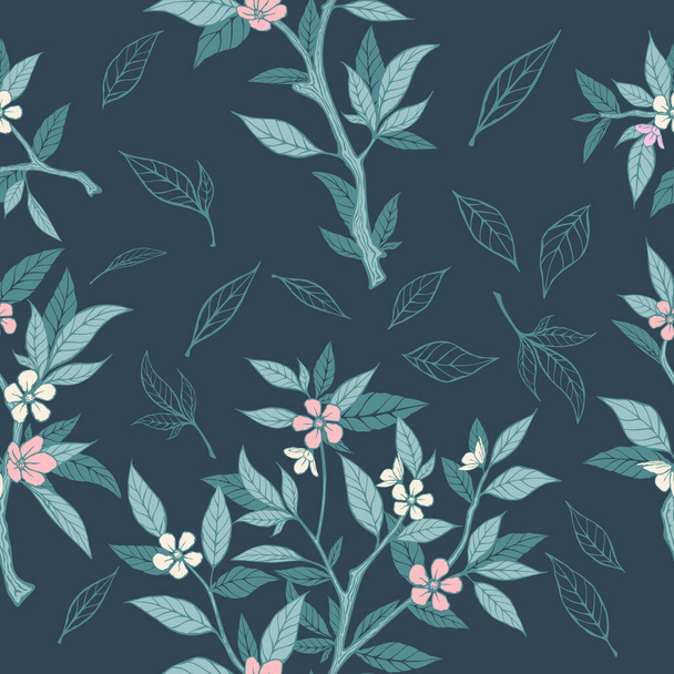Seamless pattern with flowers and plants - Vektor, Bild