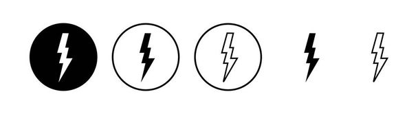 Iconos relámpago establecidos. Bolt vector icono. Energía y trueno icono eléctrico - Vector, imagen