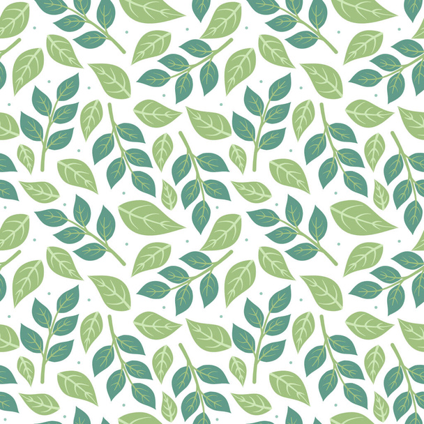 vector seamless pattern with green leaves  - Вектор,изображение