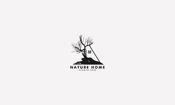 Vintage tree home logo design template - Vettoriali, immagini