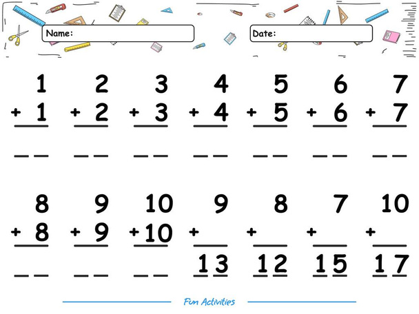 İkiz numarasının eğlenceli matematik oyunu özeti. Çocukların oynaması ve öğrenmesi için eğlenceli aktiviteler. - Vektör, Görsel