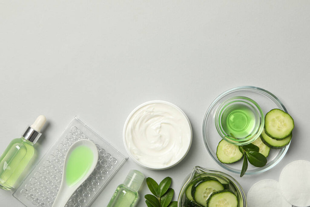Concept of face and skin care - cucumber cosmetic - Photo, Image