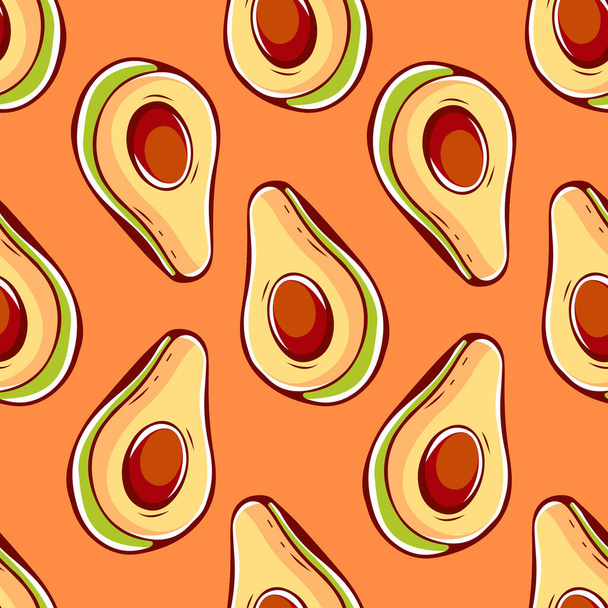 Vector patroon in cartoon stijl met avocado. - Vector, afbeelding