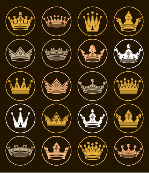 Joukko kultainen kuninkaallinen kruunut
 - Vektori, kuva