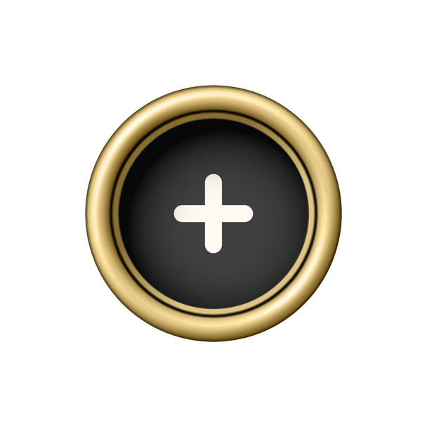 Symbol . Vintage golden typewriter button isolated on white background. Graphic design element for scrapbooking, sticker, web site, symbol, icon. Vector illustration. - Vektor, Bild