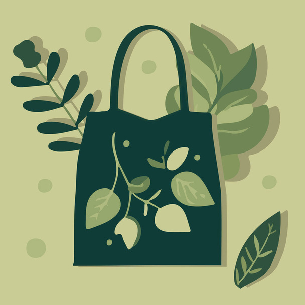 Vector isolated illustration of eco bag. Fabric shopping bag. Zero waste. Saving the planet. - Vector, Image