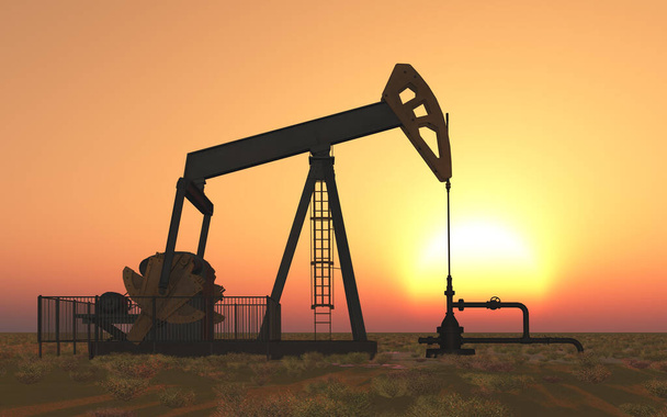 Oil pump at sunset - Photo, Image